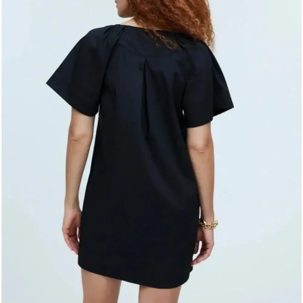 Madewell V-Neck Mini Shirtdress Black Cotton Women's‎ XS Boho Chic Casual Summer